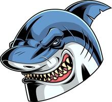 Aggressive Shark Head Illustration With Evil Smile And Sharp Teeth vector