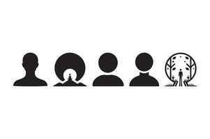 Abstract Human Silhouette Icons Meditation, Nature, and Profile vector