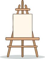 illustration of a wooden easel with a blank canvas on it vector