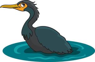 illustration of a cormorant swimming in the water. vector