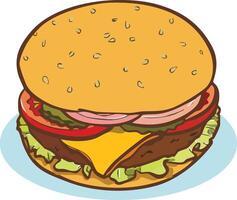 illustration of a hamburger on an isolated white background, made in cartoon style. vector