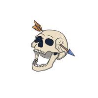 Skull with Arrow, a detailed depiction of a skull pierced by an arrow, featuring a bold and dark design. vector
