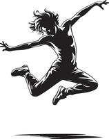 Energetic black and white silhouette of a jumping dancer vector