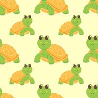 Seamless pattern with hand-drawn cute turtles vector
