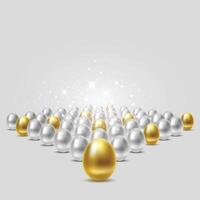 Gold and silver Eggs with white Background. vector