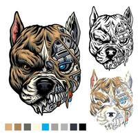 Illustration design of robot pitbull dog head vector