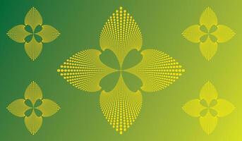 Seamless pattern of four leaf clovers with floral and leaf elements in a green nature-inspired design vector
