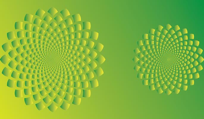 Green Abstract Pattern with Circles and Spiral Design
