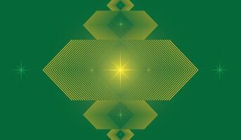 A green Christmas star on a red background with a shiny, bright, and festive design vector
