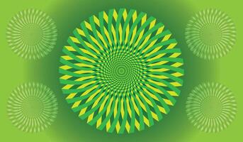 Abstract green background with circular pattern and floral geometric design vector