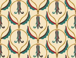 a pattern with red, green and blue feathers vector