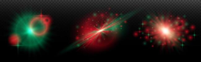 a set of three different colored lights on a black background vector