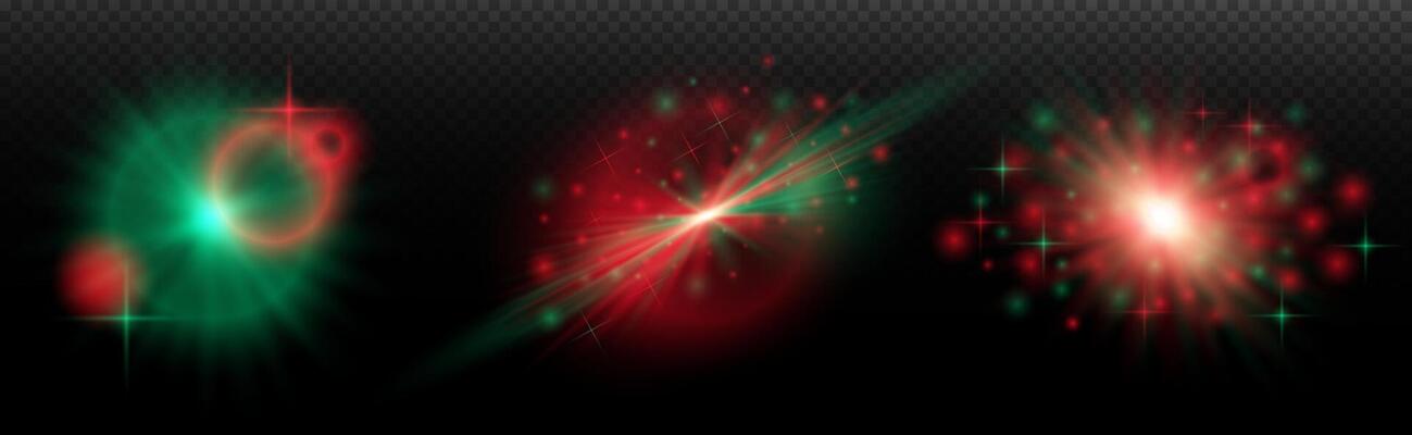 a set of three different colored lights on a black background