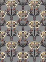 a pattern with. flowers and leaves on gray vector