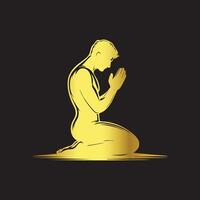Silhouette of Devotion in Gold vector
