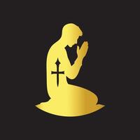 a man praying with a cross on his forehead vector