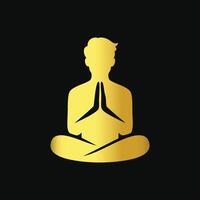 a man in a lotus position on a black background vector