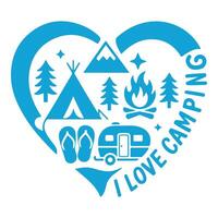 Heart-shaped design expressing love for camping. vector