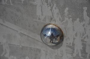 Reflective Sphere on Textured Surface with Silhouettes photo