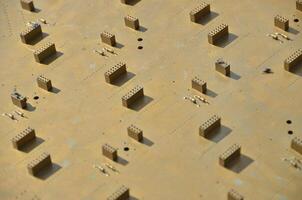 Close-Up of Textured Surface with Rectangular Blocks photo