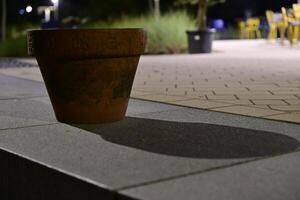 Nighttime Terracotta Flower Pot with Shadow photo