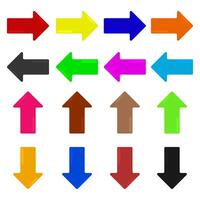 set of arrow collection with different colors and directions vector
