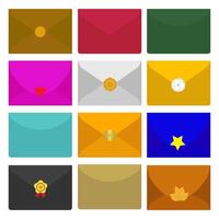 envelope collection set with different colors vector