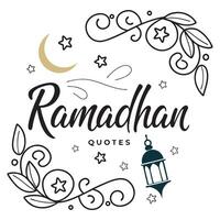 Elegant Ramadan Quotes Design with Crescent Moon and Lantern vector