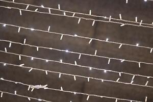 Twinkling Decorative String Lights on Dark Background photo