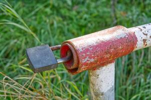 Rusty Gate Latch with Padlock photo