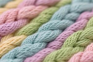 A close up of a colorful yarn with a braided pattern photo
