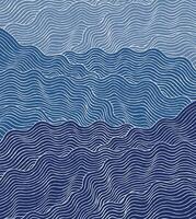 Hand drawn thin brush lines abstract minimal waves and water pattern in blue, Japanese, ethnic handcrafted, wood carving textured background, simple ripple graphic for textile, carpet, vector