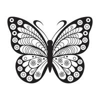 Ornate Black and White Butterfly Design for Coloring vector