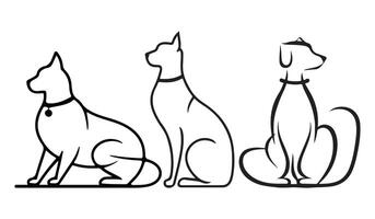Simple Line Art Illustration of a Cat, Cat, and Dog vector