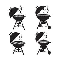 Set of Black and White Grill Icons vector