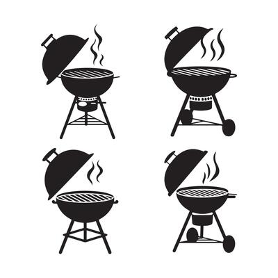 Set of Black and White Grill Icons