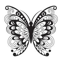 Ornate Black and White Butterfly Design for Coloring or Illustration vector