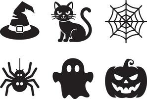 Simple Halloween Icons Set for Design Projects vector