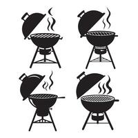 Four Black and White Barbecue Grill Icons vector