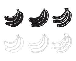 Set of Black and White Banana Illustrations vector
