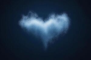 A heart shaped cloud of smoke is shown on a dark background photo