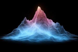 A mountain with a glowing light in the middle photo