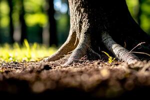 A close up of the roots of a tree photo