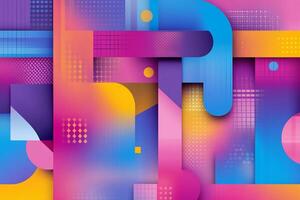 Abstract background with colorful shapes and lines photo