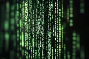 A green matrix of binary code photo