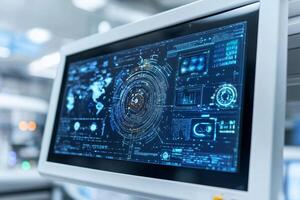 A computer monitor with a futuristic design photo