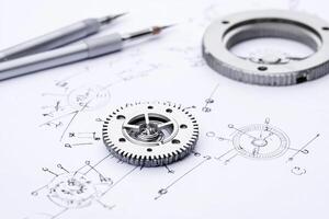 A drawing of a mechanical device with a clockwork gear photo