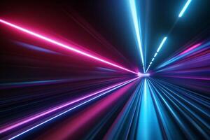 A bright light trail in a dark tunnel photo