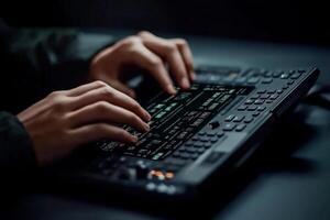 A person typing on a computer keyboard photo