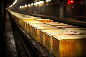 A train with boxes on it photo